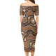 Australia Aboriginal Short Sleeve Off Shoulder Lady Dress - Aboriginal dot design background Dress