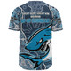 Cronulla-Sutherland Sharks  Grand Final Custom Baseball Shirt - Custom Cronulla-Sutherland Sharks  and Sutherland Sharkies With Contemporary Style Of Aboriginal Painting Baseball Shirt