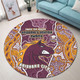 Brisbane Broncos Grand Final Custom Round Rug - Custom Brisbane Broncos With Contemporary Style Of Aboriginal Painting  Round Rug