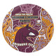 Brisbane Broncos Grand Final Custom Round Rug - Custom Brisbane Broncos With Contemporary Style Of Aboriginal Painting  Round Rug