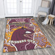 Brisbane Broncos Grand Final Custom Area Rug - Custom Brisbane Broncos With Contemporary Style Of Aboriginal Painting  Area Rug