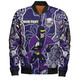 Melbourne Storm Grand Final Custom Bomber Jacket - Custom Melbourne Storm With Contemporary Style Of Aboriginal Painting Bomber Jacket