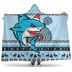 Cronulla-Sutherland Sharks Hooded Blanket - Australia Ugly Xmas With Aboriginal Patterns For Die Hard Fans