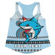 Cronulla-Sutherland Sharks Christmas Custom Women Racerback Singlet - Ugly Xmas And Aboriginal Patterns For Die Hard Fan Women Racerback Singlet