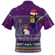 Melbourne Storm Christmas Custom Zip Polo Shirt - Ugly Xmas And Aboriginal Patterns For Die Hard Fan Zip Polo Shirt
