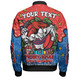 Newcastle Knights Christmas Custom Bomber Jacket - Merry Christmas Our Beloved Team With Aboriginal Dot Art Pattern Bomber Jacket