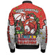 St. George Illawarra Dragons Christmas Custom Bomber Jacket - Merry Christmas Our Beloved Team With Aboriginal Dot Art Pattern Bomber Jacket