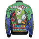 Canberra Raiders Christmas Custom Bomber Jacket - Merry Christmas Our Beloved Team With Aboriginal Dot Art Pattern Bomber Jacket