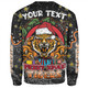 Wests Tigers Christmas Custom Sweatshirt - Merry Christmas Our Beloved Team With Aboriginal Dot Art Pattern Sweatshirt