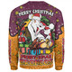 Brisbane Broncos Christmas Custom Sweatshirt - Merry Christmas Our Beloved Team With Aboriginal Dot Art Pattern Sweatshirt