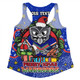 New Zealand Warriors Christmas Custom Women Racerback Singlet - Merry Christmas Our Beloved Team With Aboriginal Dot Art Pattern Women Racerback Singlet