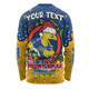 Parramatta Eels Christmas Custom Long Sleeve T-shirt - Merry Christmas Our Beloved Team With Aboriginal Dot Art Pattern Long Sleeve T-shirt