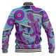 Australia Platypus Aboriginal Baseball Jacket - Purple Platypus With Aboriginal Art Dot Painting Patterns Inspired Baseball Jacket