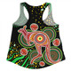 Australia Kangaroo Aboriginal Custom Women Racerback Singlet - Aboriginal Plant With Kangaroo Colorful Art Women Racerback Singlet