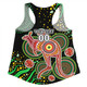 Australia Kangaroo Aboriginal Custom Women Racerback Singlet - Aboriginal Plant With Kangaroo Colorful Art Women Racerback Singlet