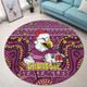 Manly Warringah Sea Eagles Christmas Custom Round Rug - Christmas Knit Patterns Vintage Jersey Ugly Round Rug