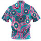 Australia Aboriginal Zip Polo Shirt - Pink Aboriginal Dot Art Inspired Zip Polo Shirt