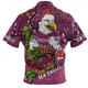 Manly Warringah Sea Eagles Christmas Custom Zip Polo Shirt - Let's Get Lit Chrisse Pressie Zip Polo Shirt