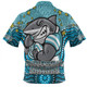 Cronulla-Sutherland Sharks Custom Zip Polo Shirt - Custom With Aboriginal Inspired Style Of Dot Painting Patterns  Zip Polo Shirt