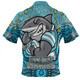 Cronulla-Sutherland Sharks Custom Zip Polo Shirt - Custom With Aboriginal Inspired Style Of Dot Painting Patterns  Zip Polo Shirt