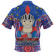 Newcastle Knights Custom Zip Polo Shirt - Custom With Aboriginal Inspired Style Of Dot Painting Patterns  Zip Polo Shirt