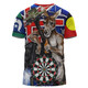 Australia Sport Darts Custom T-shirt - Dart Board And Australia Flag Patterns With Kangaroo Drinking Art T-shirt