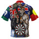 Australia Sport Darts Custom Zip Polo Shirt - Dart Board And Australia Flag Patterns With Kangaroo Drinking Art Zip Polo Shirt