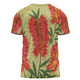 Australia Flowers Aboriginal T-shirt - Aboriginal Painting Red Bottle Brush Tree T-shirt
