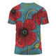 Australia Flowers Aboriginal T-shirt - Aboriginal Dot Art Of Australian Poppy Flower Painting T-shirt