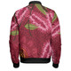 Australia Flowers Aboriginal Bomber Jacket - Pink Bottle Brush Flora In Indigenous Painting Bomber Jacket