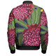 Australia Flowers Aboriginal Bomber Jacket - Australian Waratah Flower Art Bomber Jacket