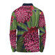 Australia Flowers Aboriginal Long Sleeve Polo Shirt - Australian Waratah Flower Art Long Sleeve Polo Shirt