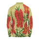 Australia Flowers Aboriginal Long Sleeve Polo Shirt - Aboriginal Painting Red Bottle Brush Tree Long Sleeve Polo Shirt