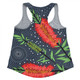 Australia Flowers Aboriginal Women Racerback Singlet - Red Bottle Brush Tree Depicted In Aboriginal Style Women Racerback Singlet