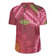 Australia Flowers Aboriginal Rugby Jersey - Pink Bottle Brush Flora In Indigenous Painting Rugby Jersey