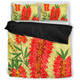 Australia Flowers Aboriginal Bedding Set - Aboriginal Painting Red Bottle Brush Tree Bedding Set