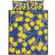 Australia Flowers Aboriginal Quilt Bed Set - Yellow Wattle Flowers With Aboriginal Dot Art Quilt Bed Set