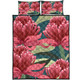 Australia Flowers Aboriginal Quilt Bed Set - Australian Waratah Flowers Painting In Aboriginal Style Quilt Bed Set