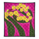 Australia Flowers Aboriginal Quilt - Australian Yellow Wattle Flowers Painting In Aboriginal Dot Art Style Quilt