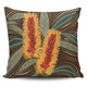Australia Flowers Aboriginal Pillow Cases - Aboriginal Dot Art With Yellow Banksia Flower Pillow Cases