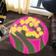 Australia Flowers Aboriginal Round Rug - Australian Yellow Wattle Flowers Painting In Aboriginal Dot Art Style Round Rug