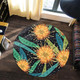 Australia Flowers Aboriginal Round Rug - Australian Yellow Hakea Flower Art Round Rug