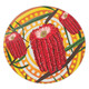 Australia Flowers Aboriginal Round Rug - Aboriginal Dot Painting With Red Banksia Flower Round Rug