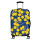 Australia Flowers Aboriginal Luggage Cover - Yellow Wattle Flowers With Aboriginal Dot Art Luggage Cover