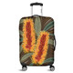 Australia Flowers Aboriginal Luggage Cover - Aboriginal Dot Art With Yellow Banksia Flower Luggage Cover
