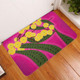 Australia Flowers Aboriginal Doormat - Australian Yellow Wattle Flowers Painting In Aboriginal Dot Art Style Doormat