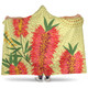 Australia Flowers Aboriginal Hooded Blanket - Aboriginal Painting Red Bottle Brush Tree Hooded Blanket