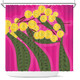 Australia Flowers Aboriginal Shower Curtain - Australian Yellow Wattle Flowers Painting In Aboriginal Dot Art Style Shower Curtain
