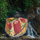 Australia Flowers Aboriginal Beach Blanket - Aboriginal Dot Painting With Red Banksia Flower Beach Blanket