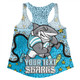 Cronulla-Sutherland Sharks Custom Women Racerback Singlet - Team With Dot And Star Patterns For Tough Fan Women Racerback Singlet